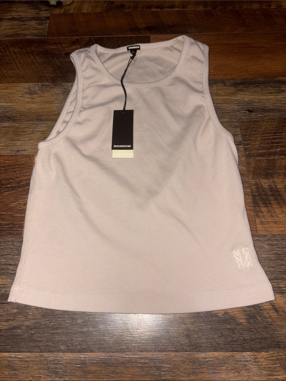 Monrow Beige  Ribbed Scoop‎ Neck Tank